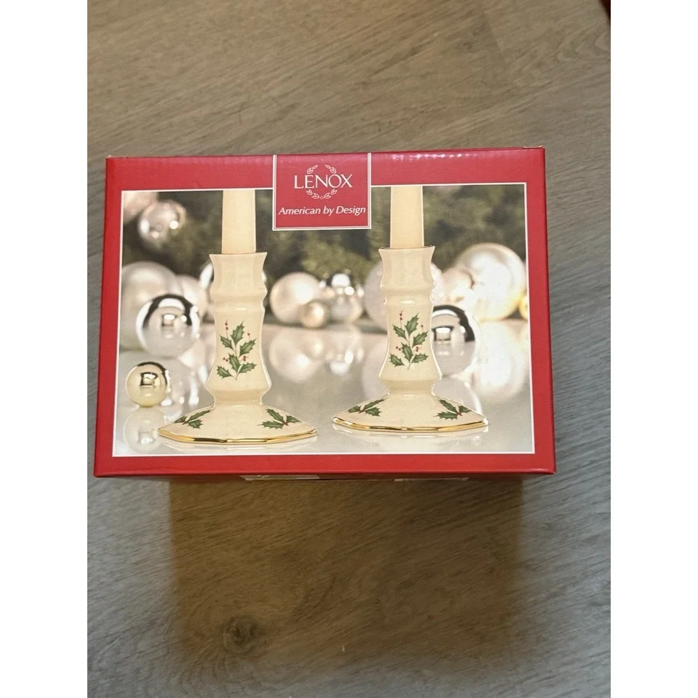 Lenox American by Design Candlesticks Pair‎ Christmas 4.5